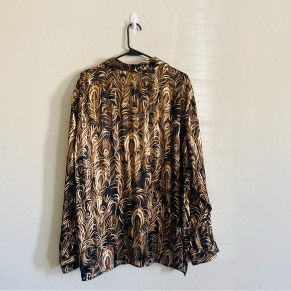 BonWorth woman’s long sleeve button down size XL gold  elegant semi sheer top - Picture 10 of 10